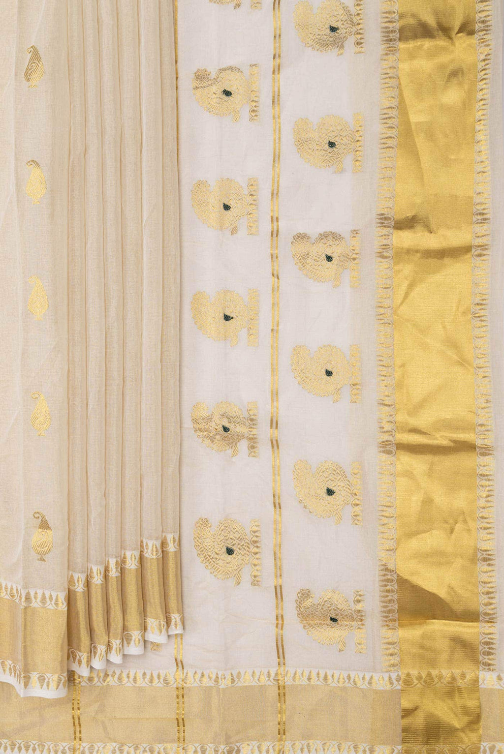 Off White Kerala Cotton Saree