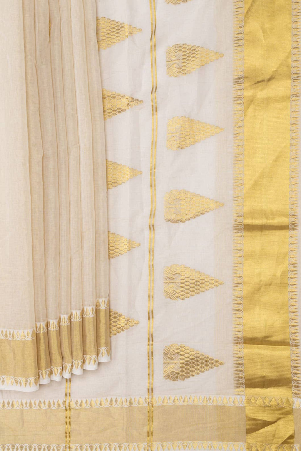 Off White Kerala Cotton Saree