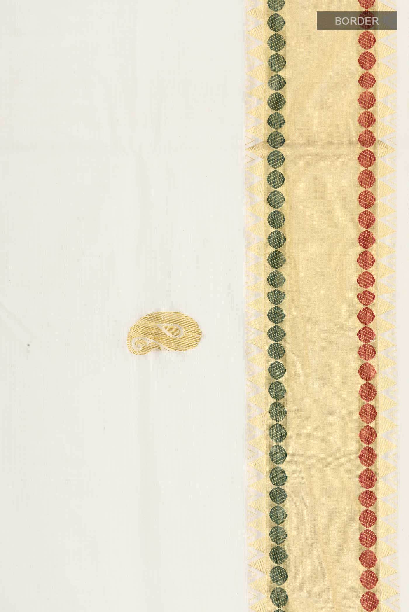 Off White Kerala Cotton Saree