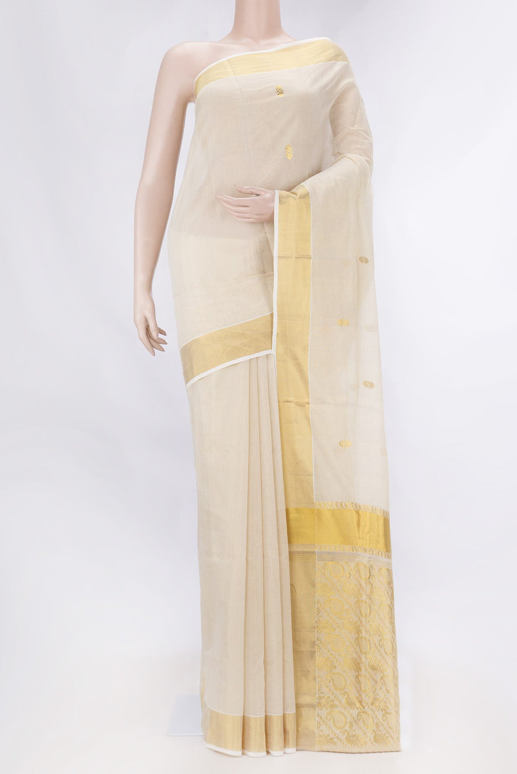 Off White Kerala Cotton Saree
