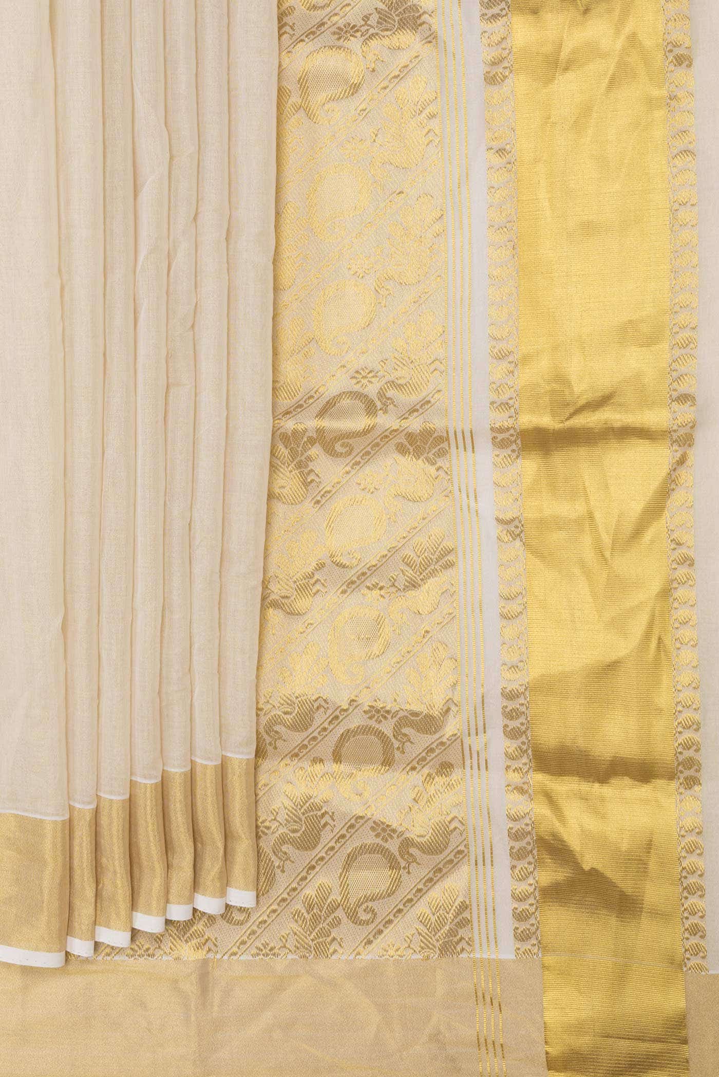 Off White Kerala Cotton Saree