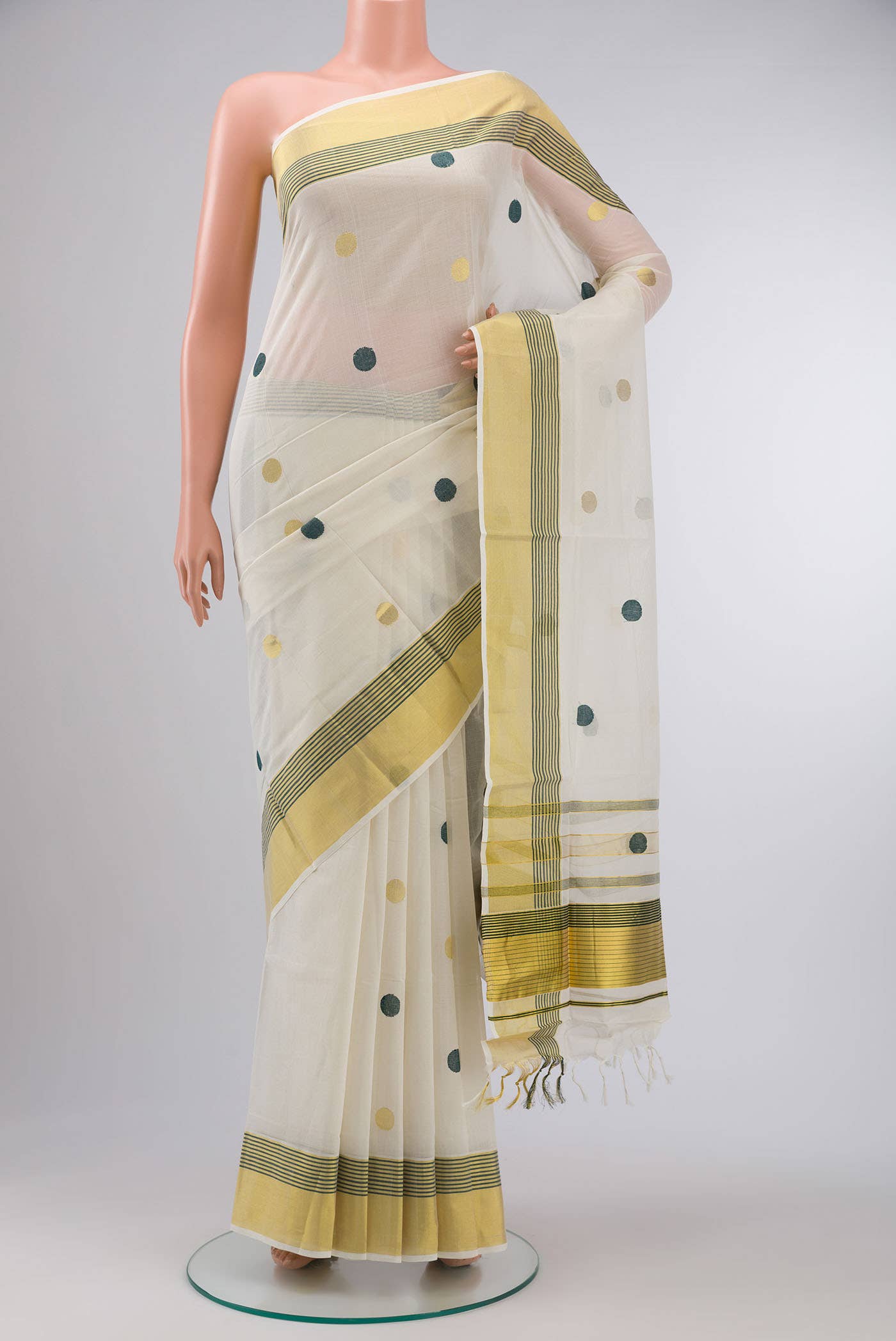 Off White Kerala Cotton Saree