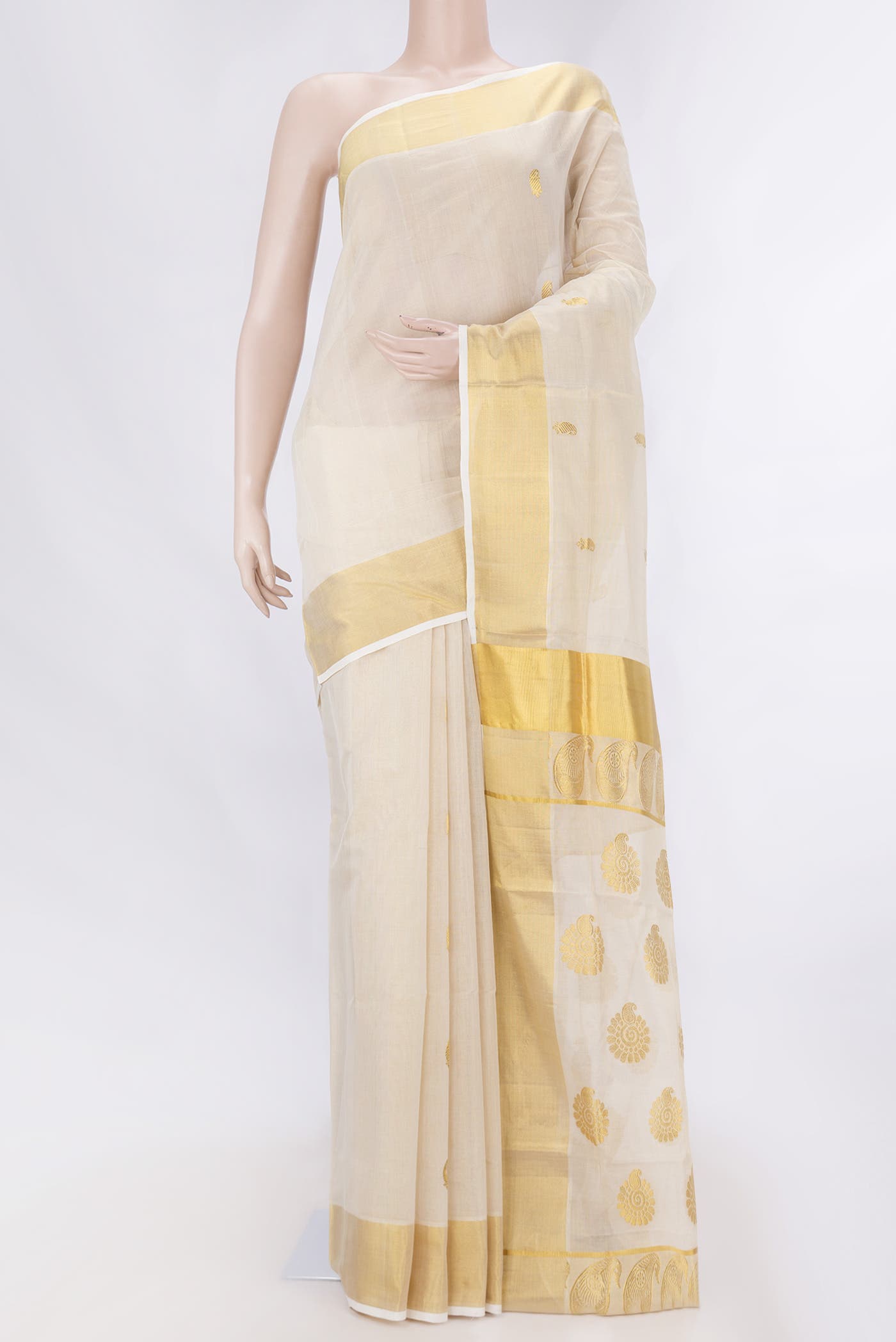Off White Kerala Cotton Saree