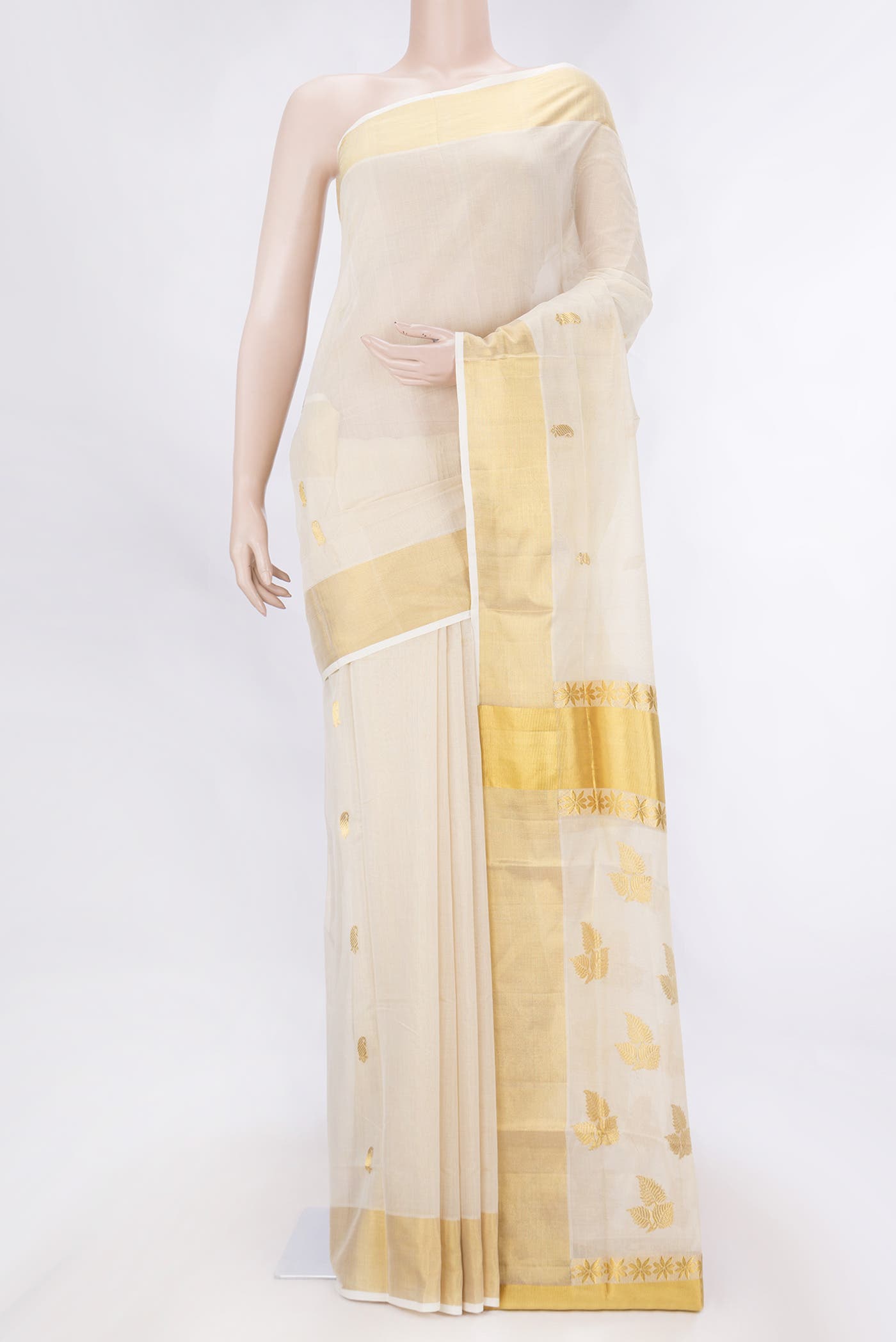 Off White Kerala Cotton Saree