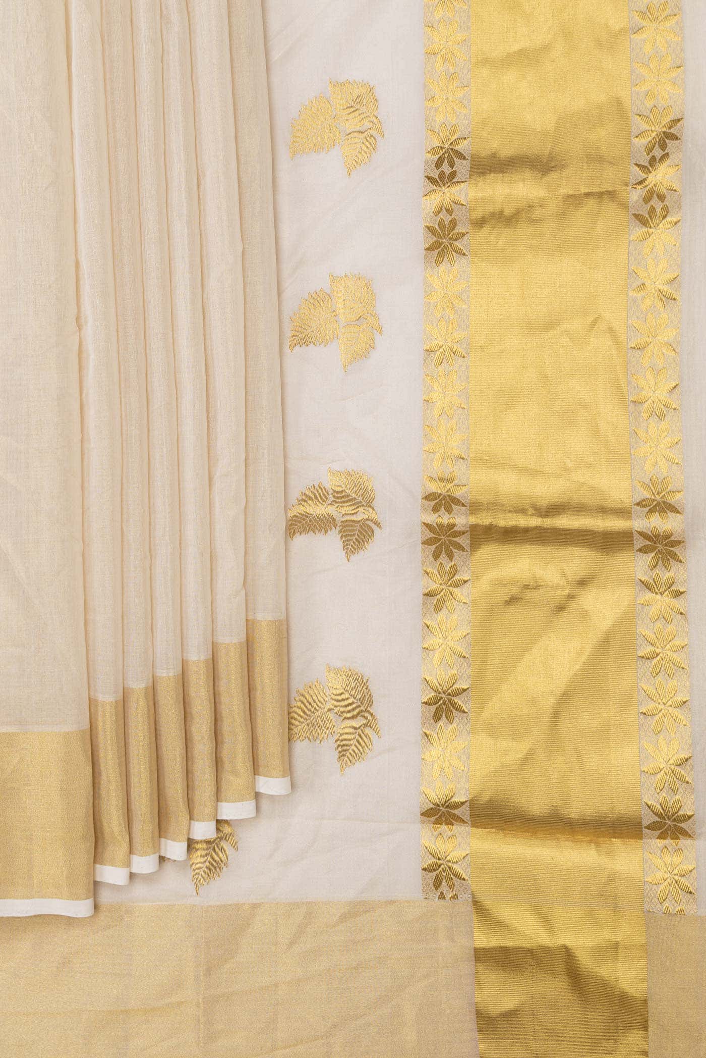 Off White Kerala Cotton Saree