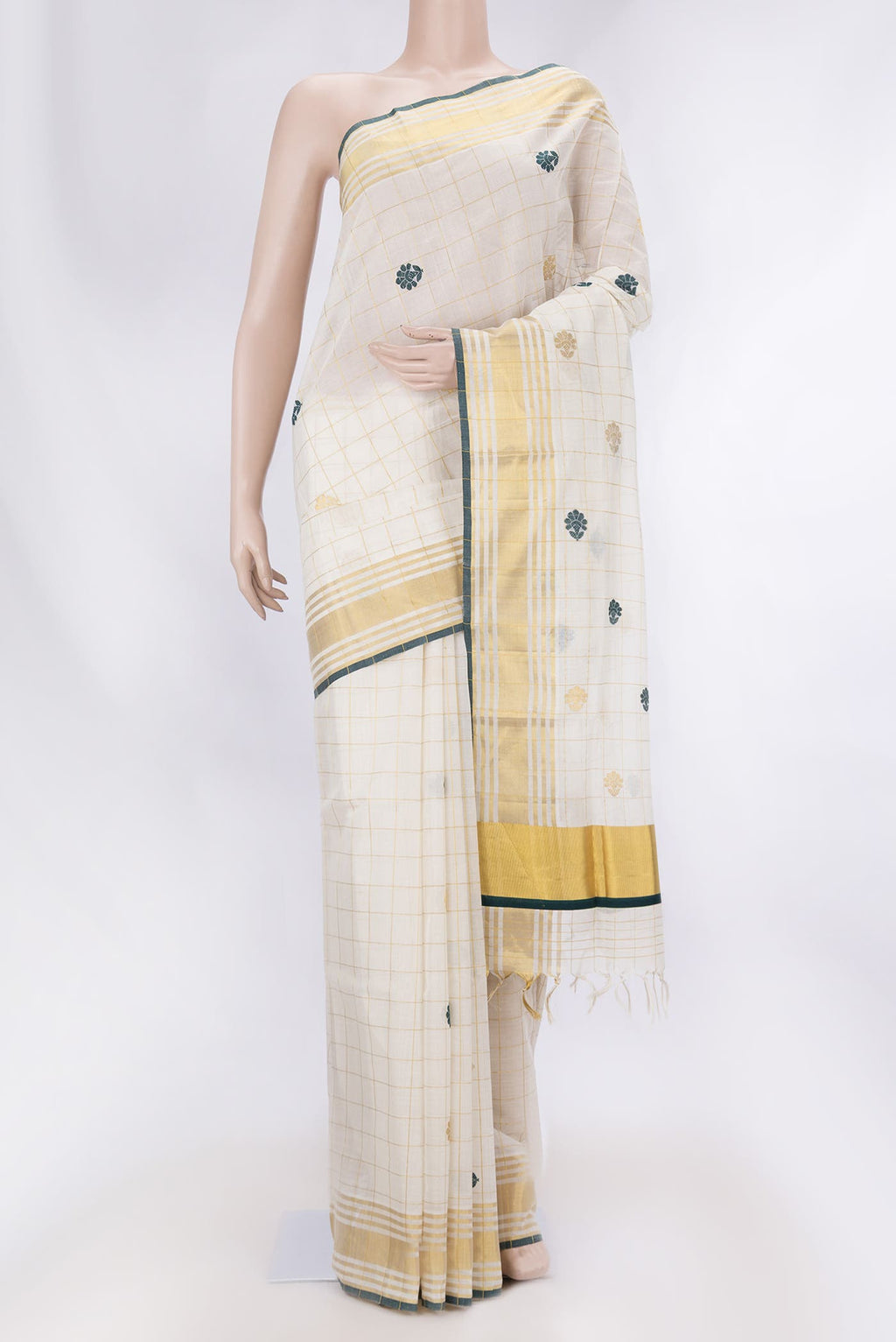 Off White Kerala Cotton Saree