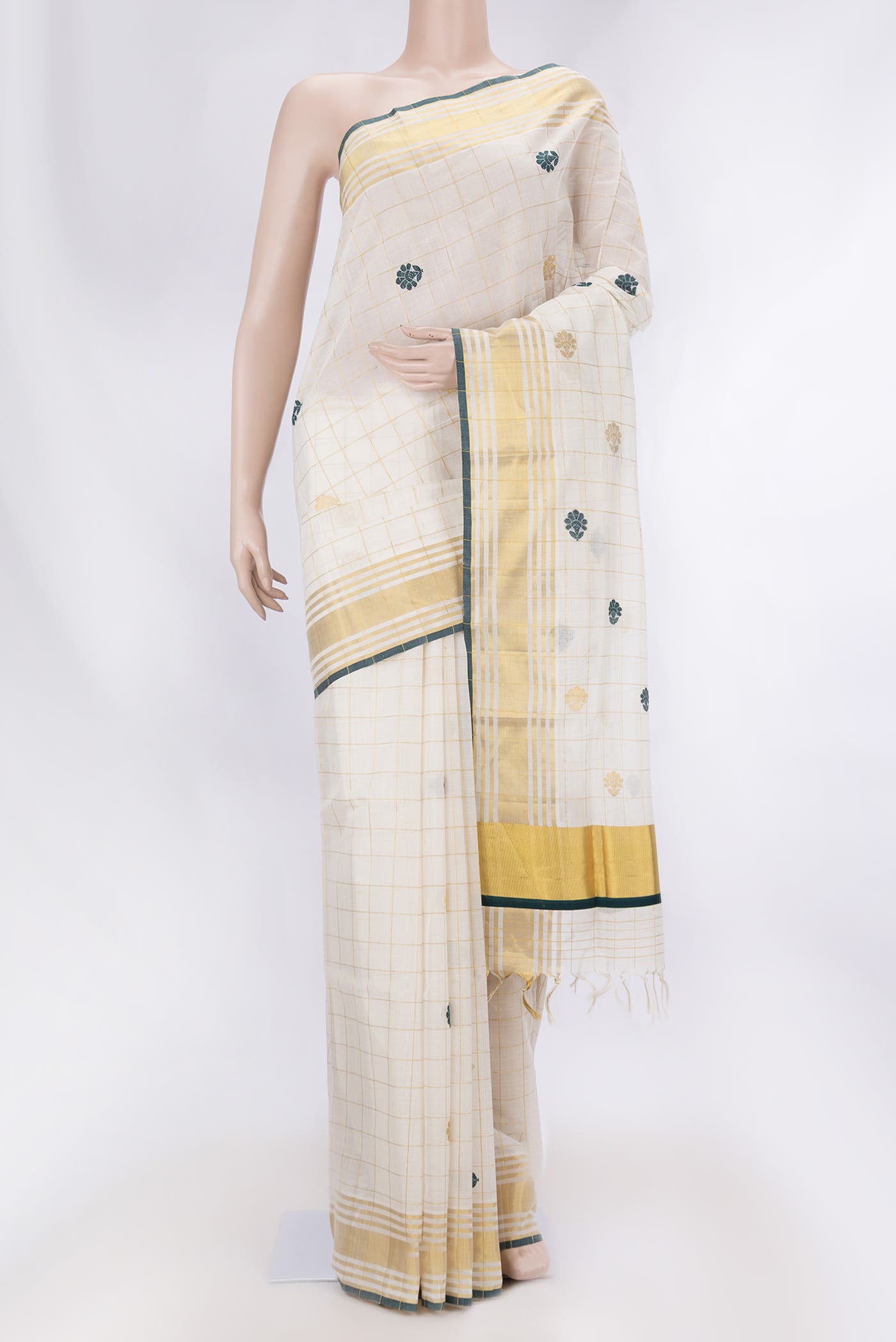 Off White Kerala Cotton Saree