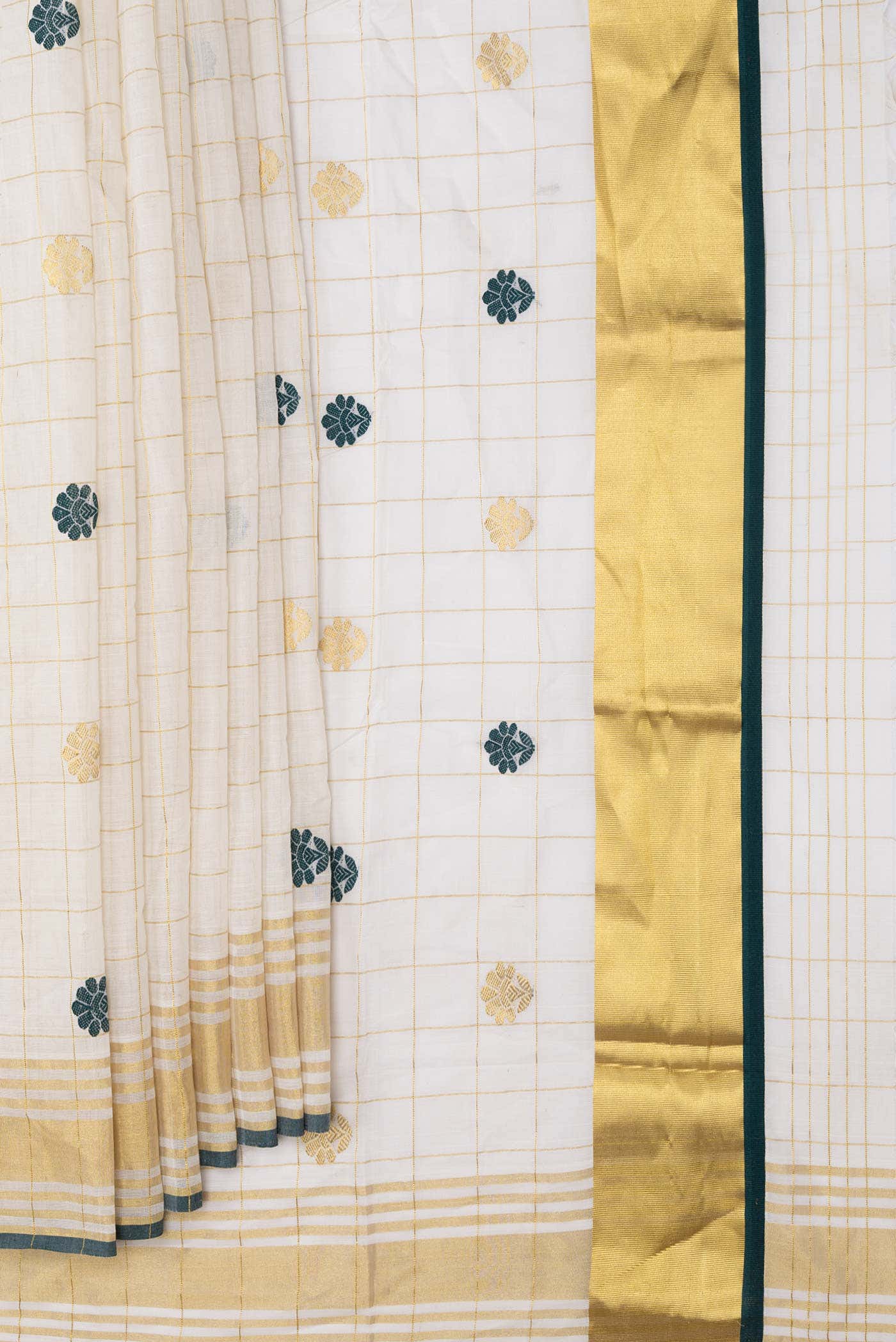 Off White Kerala Cotton Saree