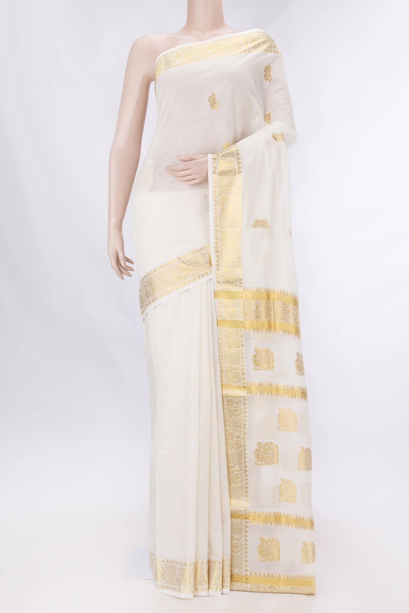 Off White Kerala Cotton Saree