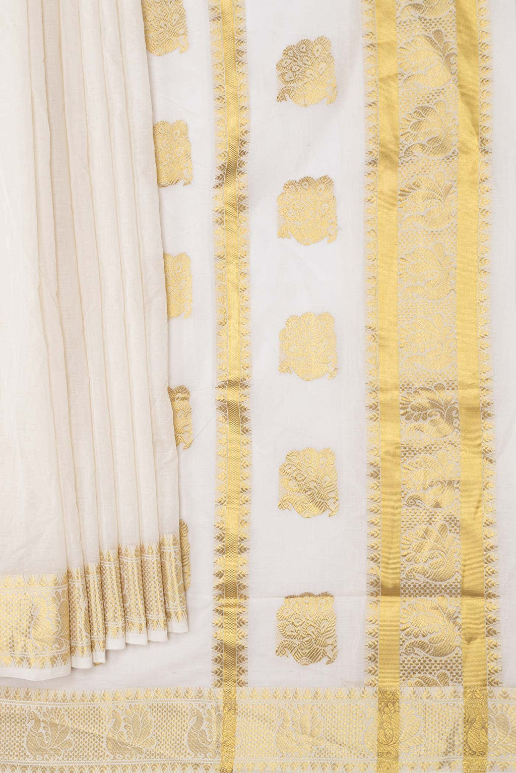 Off White Kerala Cotton Saree