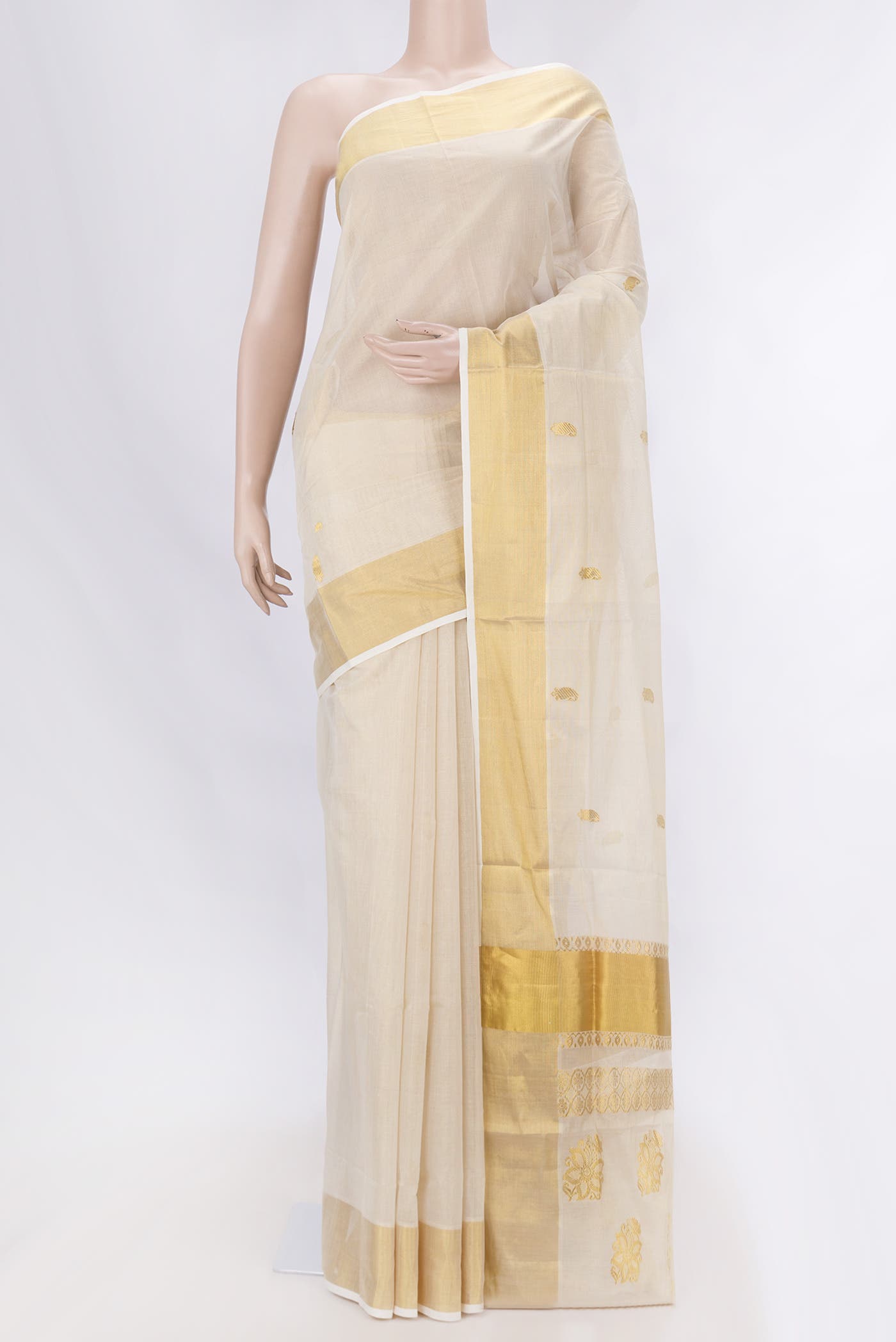 Off White Kerala Cotton Saree