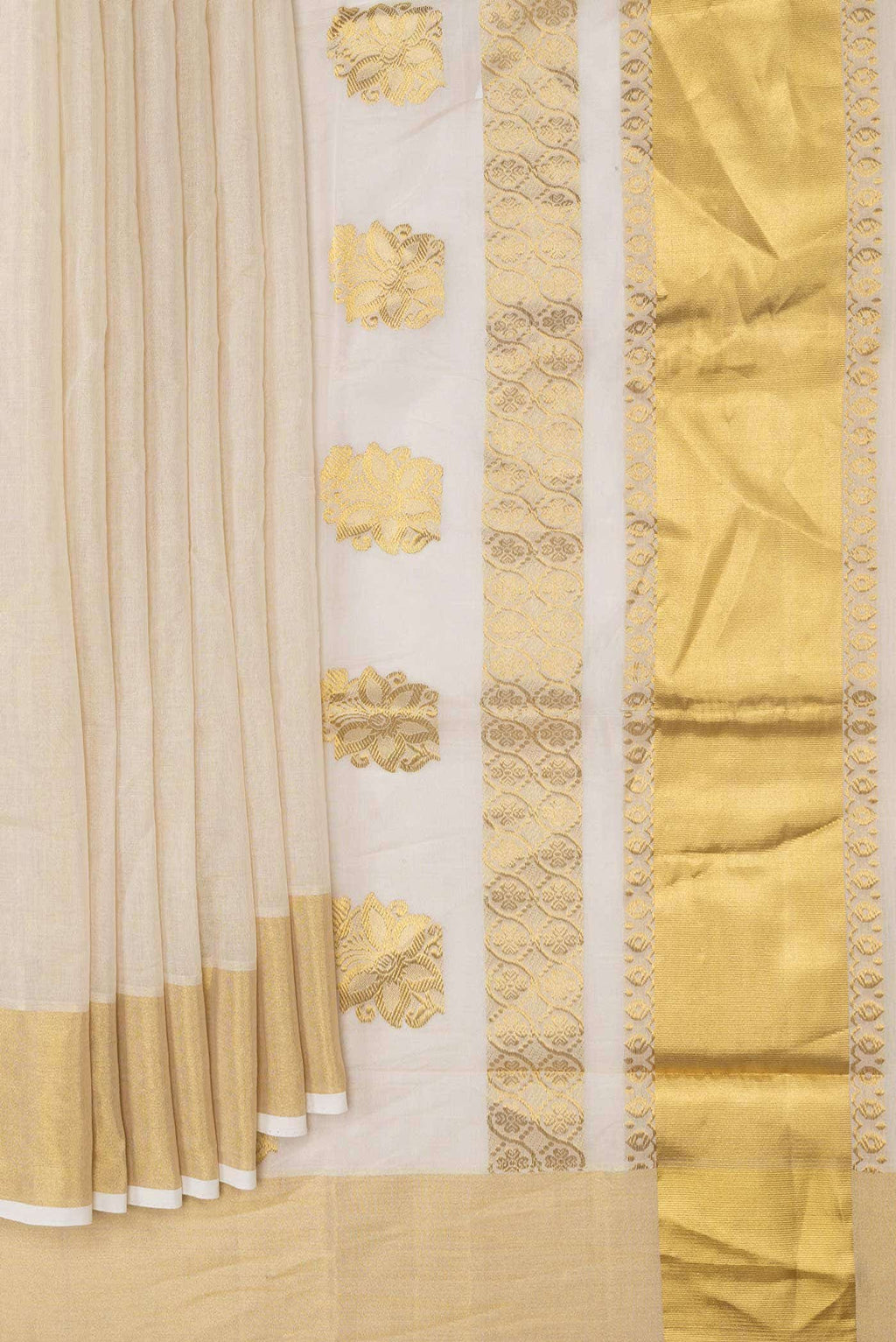 Off White Kerala Cotton Saree
