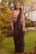 The Sparrows Black Pure Organza Silk Saree