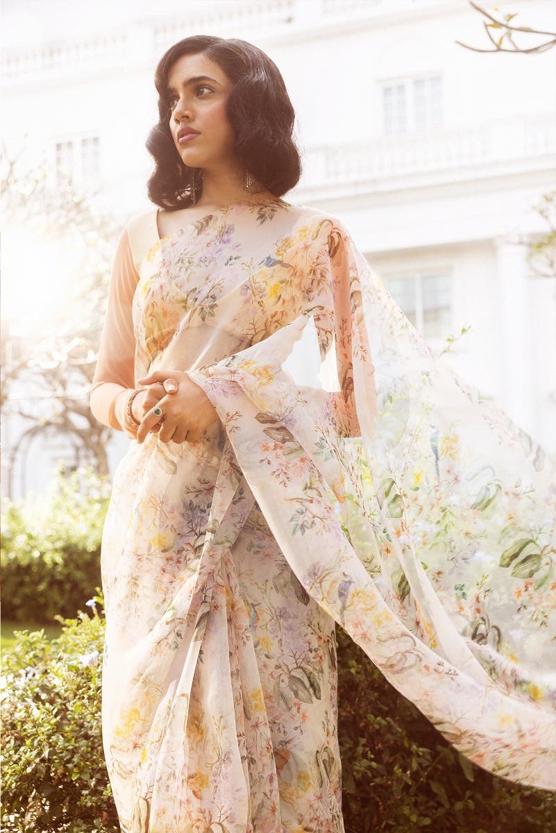 Flourishing Friendships Mauve Pure Organza Silk Saree