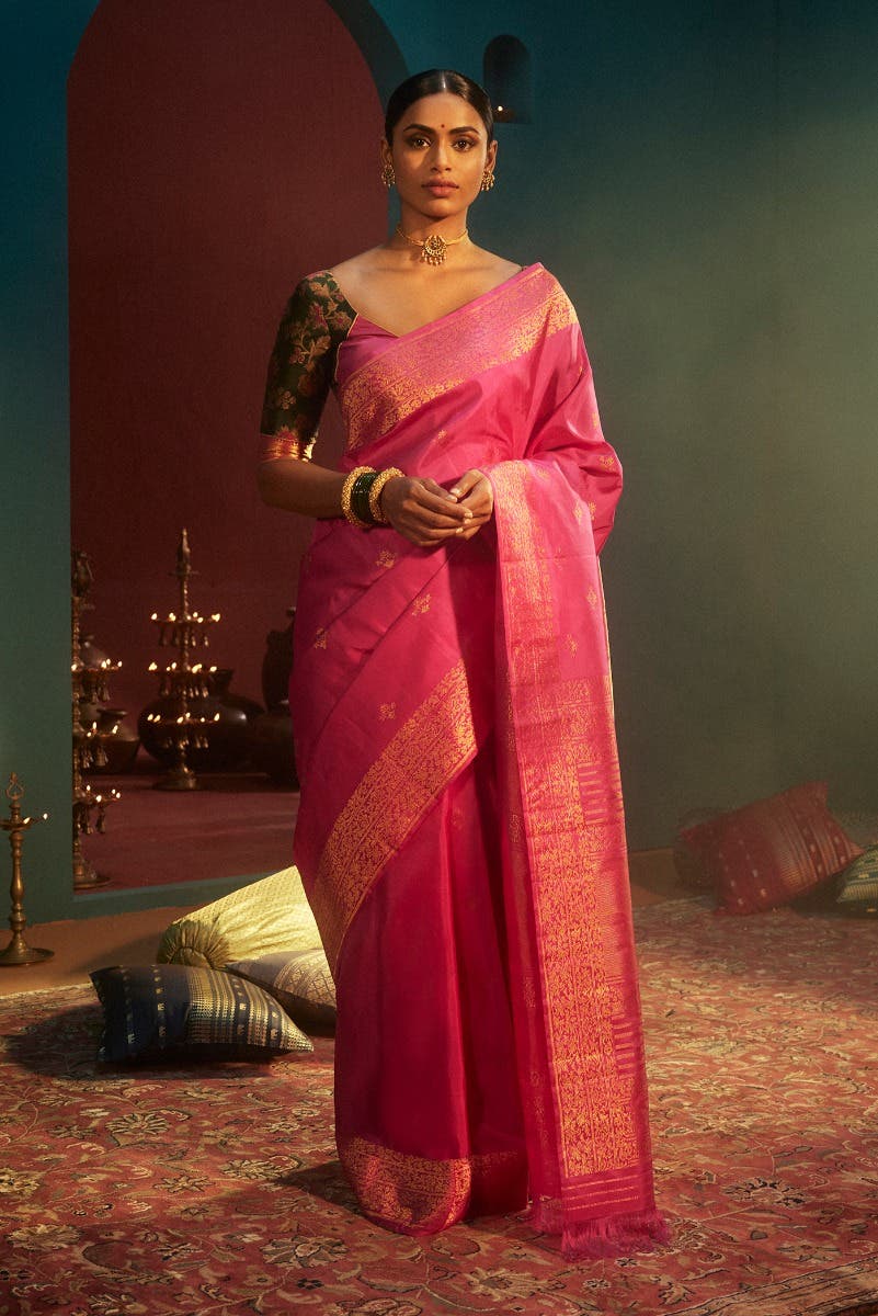 Pushpanjali-Pink Kanchipuram Silk Saree
