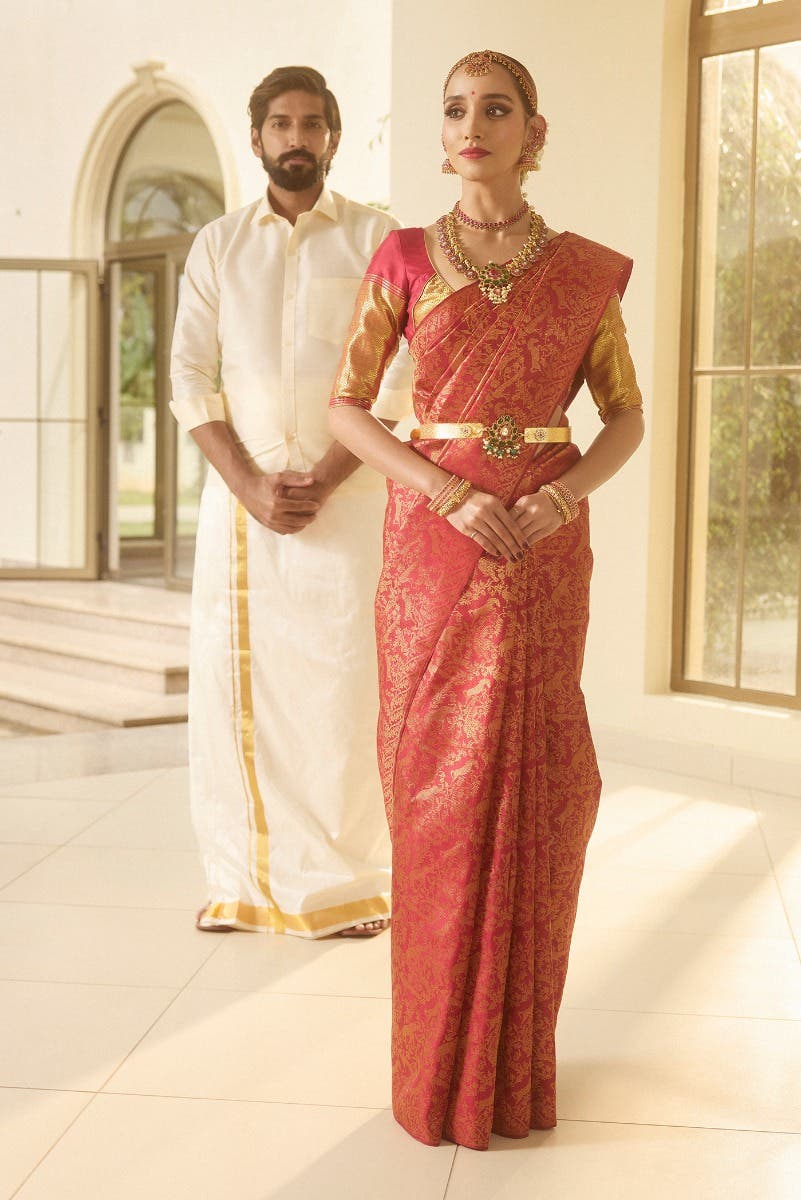 Vanasingaaram-Maroon Kanchipuram Silk Saree