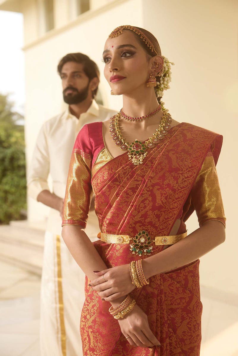 Vanasingaaram-Maroon Kanchipuram Silk Saree