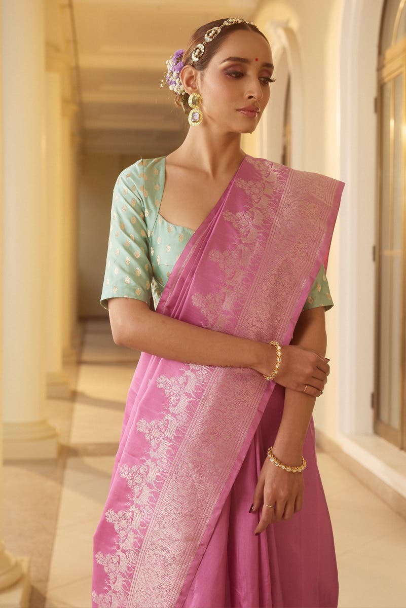 Mrignayani-Pink Kanchipuram Silk Saree