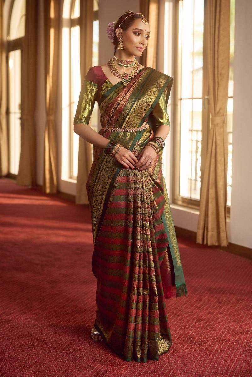 Manga Maalai-Green Kanchipuram Silk Saree