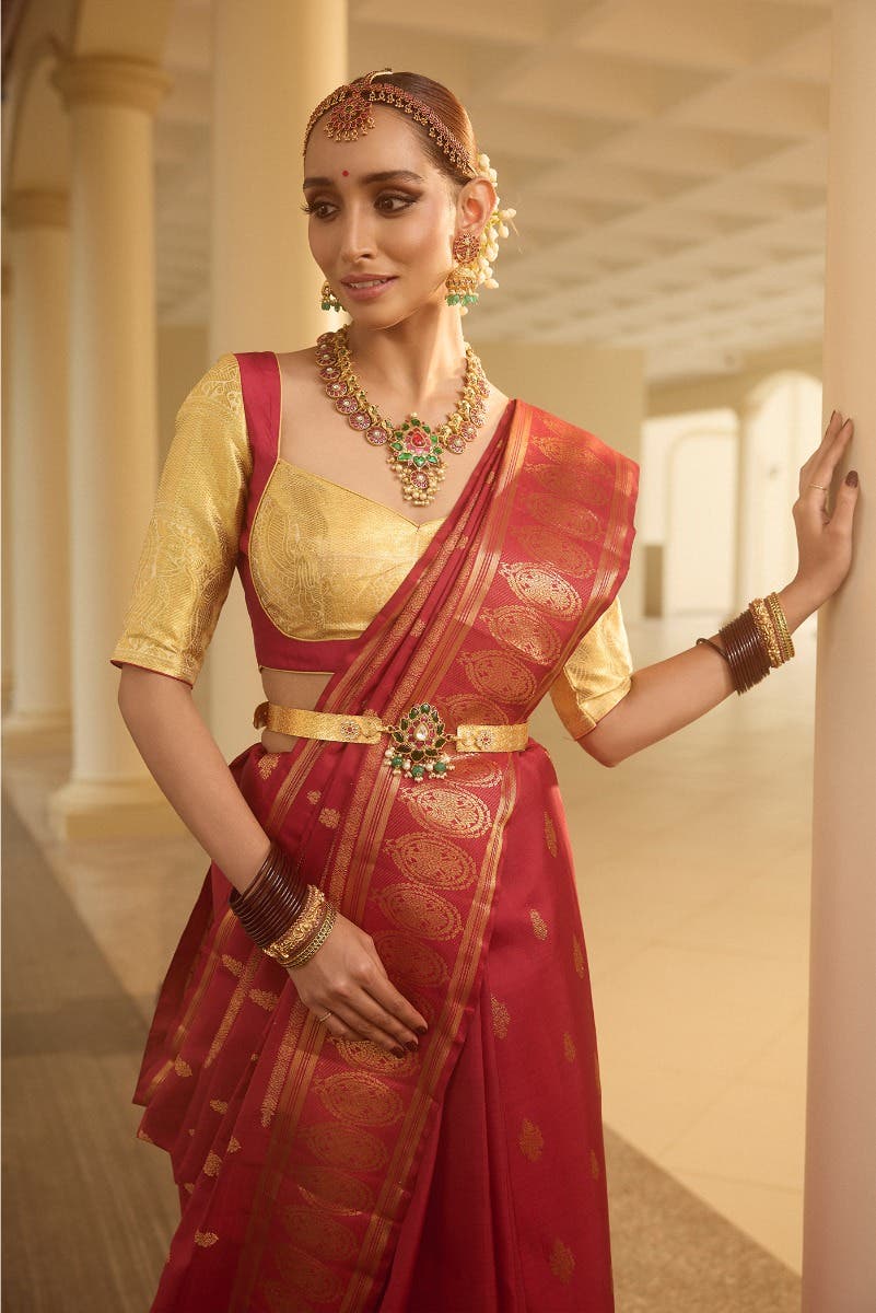 Raasi-Maroon Kanchipuram Silk Saree