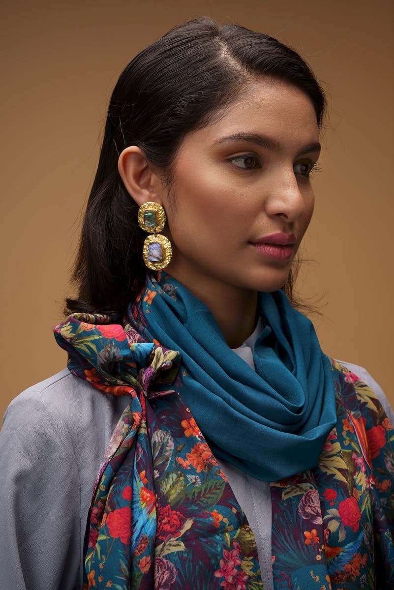 Hyacinth Macaws Teal Stole from Birds of Paradise, Scarves & Stoles Collection