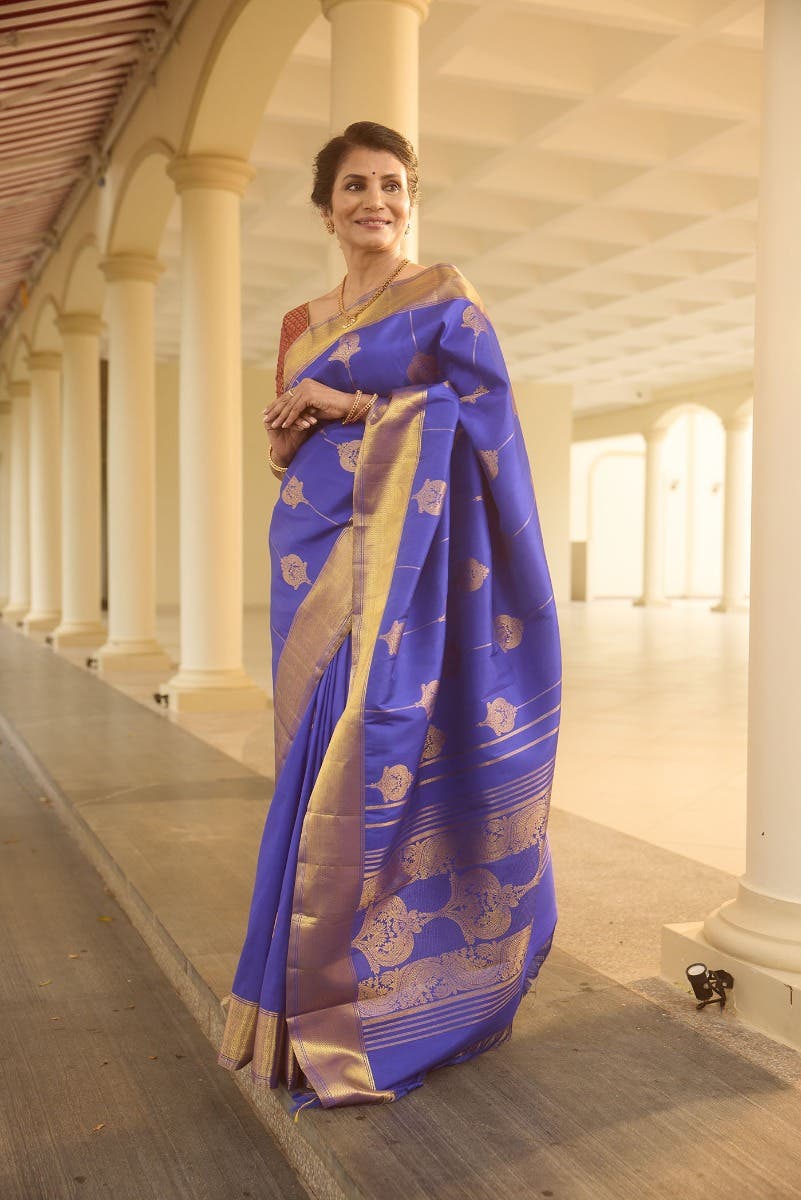 Bhagirathi-Blue Kanchipuram Silk Saree