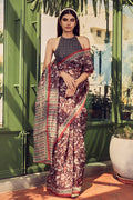 Guldasta Brown floral design saree from Chintz Collection, Designed by Nalli