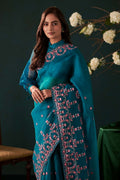 Ethereal Love Teal floral design saree from Embroidered Romance Collection by Nalli
