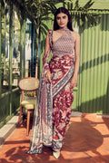 Bagicha Maroon floral design saree from Chintz Collection, Designed by Nalli