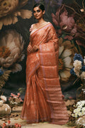 Guldasta - Peach Floral design saree from Chintz Collection, Designed by Nalli