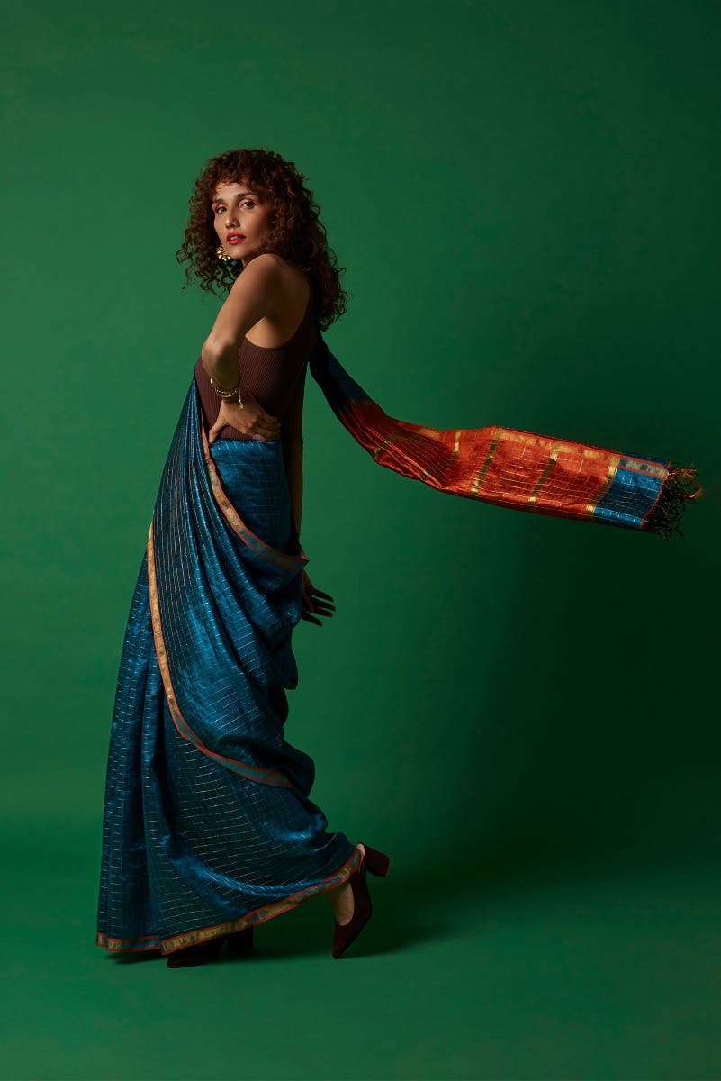 Aahana-Aqua Blue Bhagalpuri Tussar Silk Saree