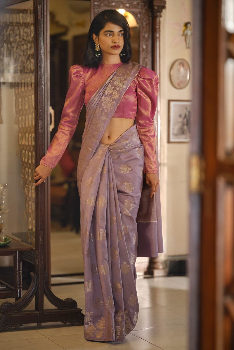 Chameli Chic- Lavender Banarasi Saree