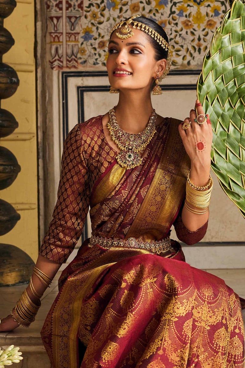 Rani-Haar-Maroon Kanchipuram Silk Saree