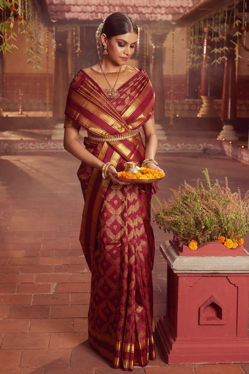 Shobita - Araku Red Kanchipuram Silk Saree