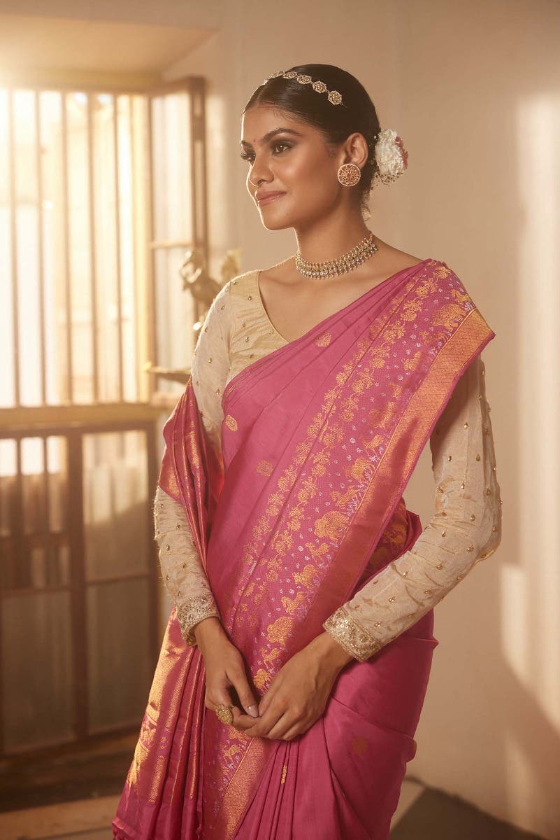 Lalita - Dusky Magenta Kanchipuram Silk Saree