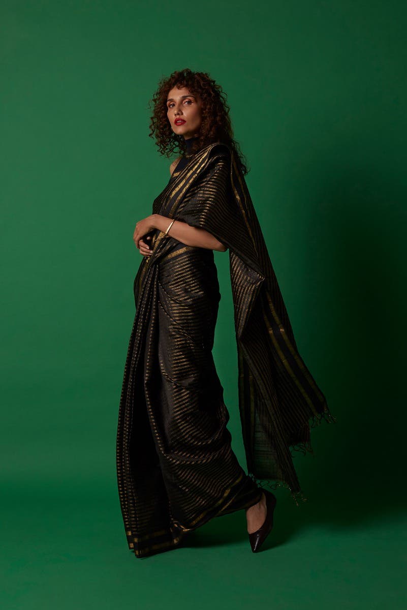 Akira-Black Bhagalpuri Tussar Silk Saree