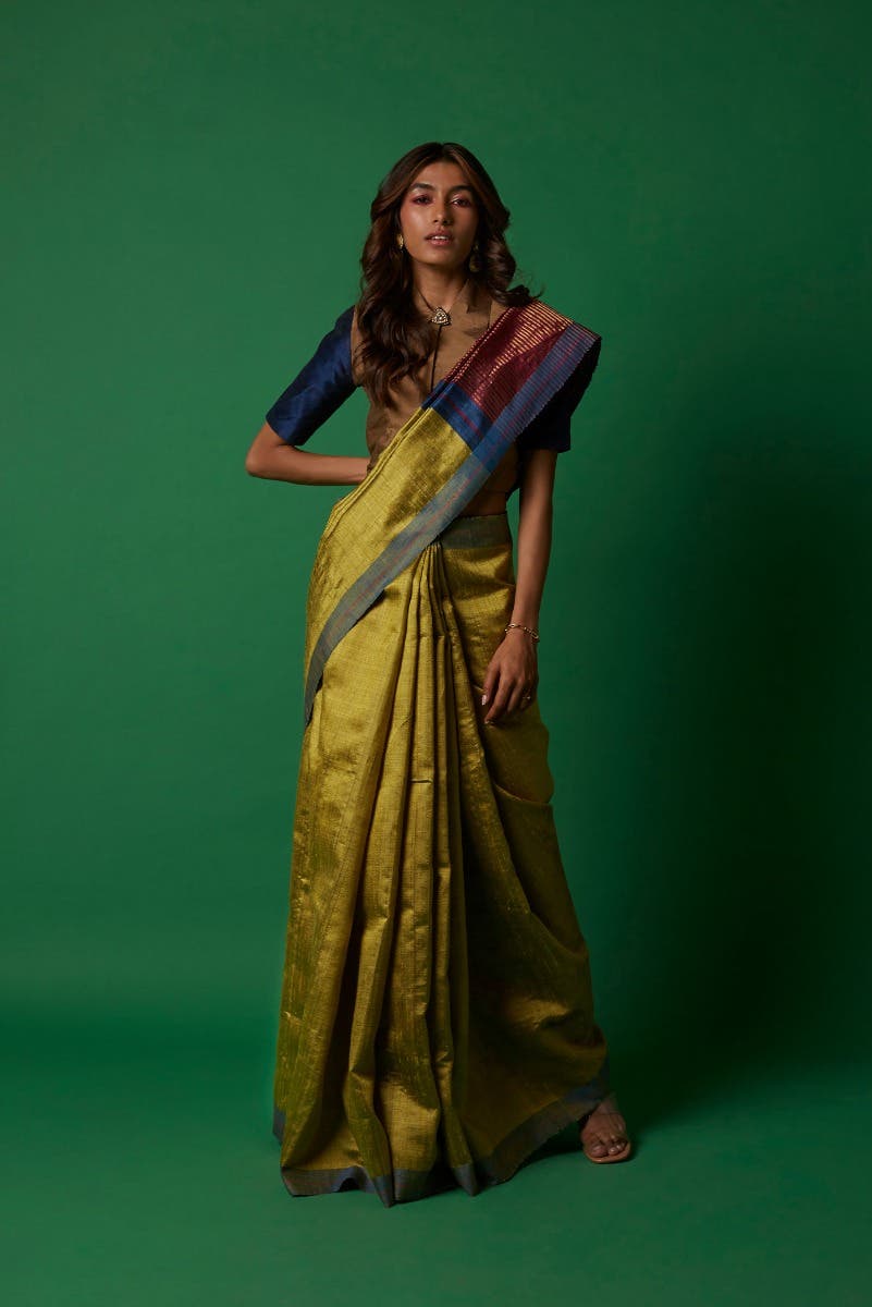 Kruti-Green Bhagalpuri Tussar Silk Saree