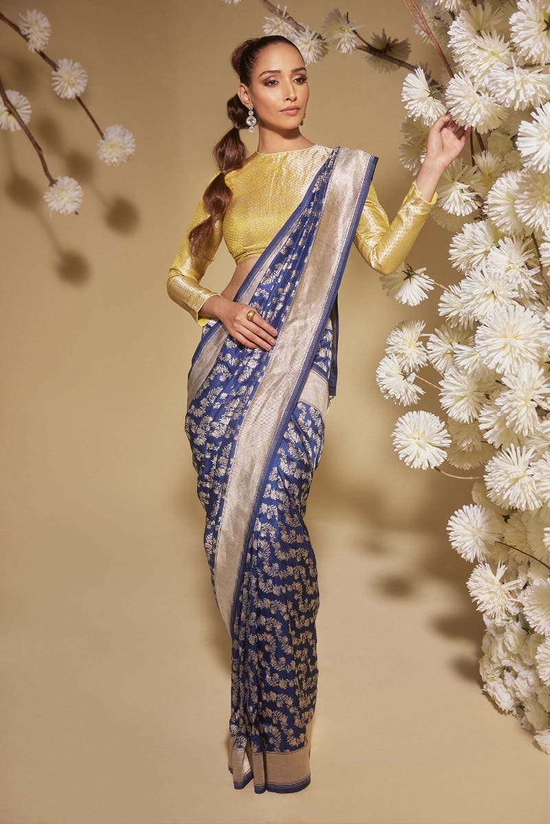 Ahalya-Blue Banarasi Silk Saree