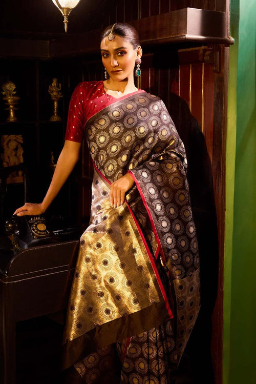 A New Day-Black Banarasi Silk Saree