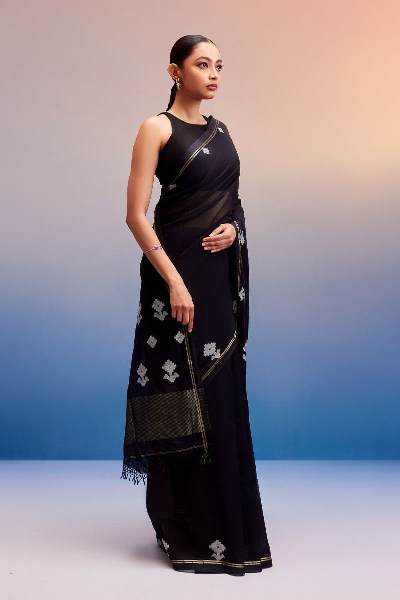 Anuradha-Black Bengal Cotton Saree