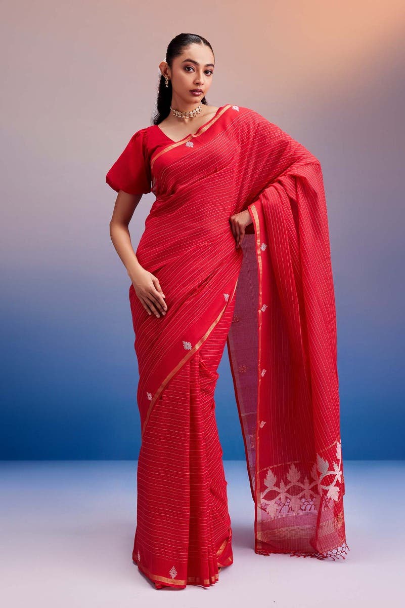 Haimanti-Red Bengal Cotton Saree