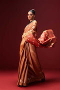 Elephant Whispers-Brown Bhagalpuri Tussar Silk Saree