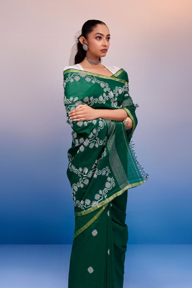 Aaheli-Green Bengal Cotton Saree