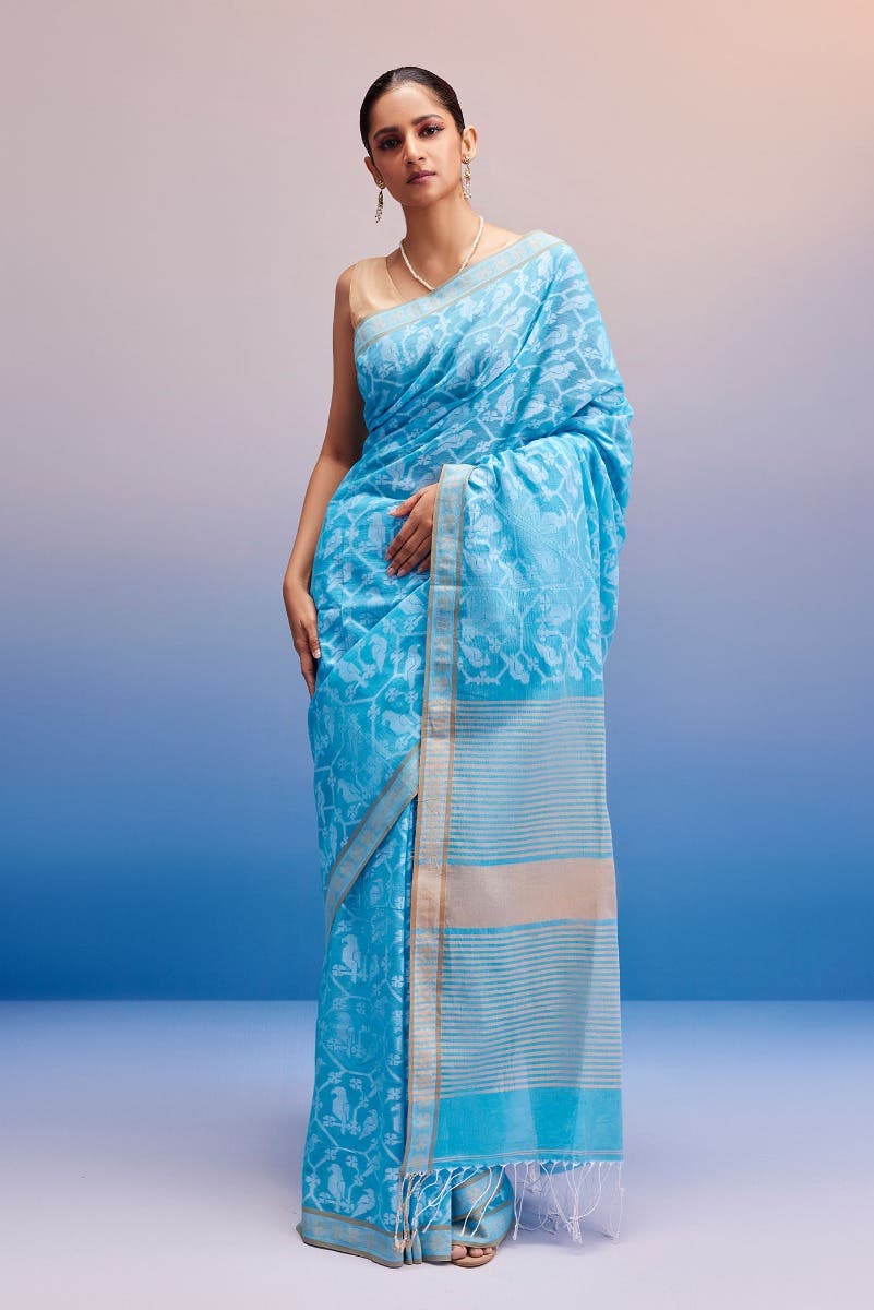 Mrinmayi-Blue Bengal Cotton Saree