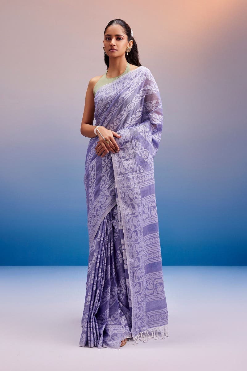Hansika-Purple Bengal Cotton Saree