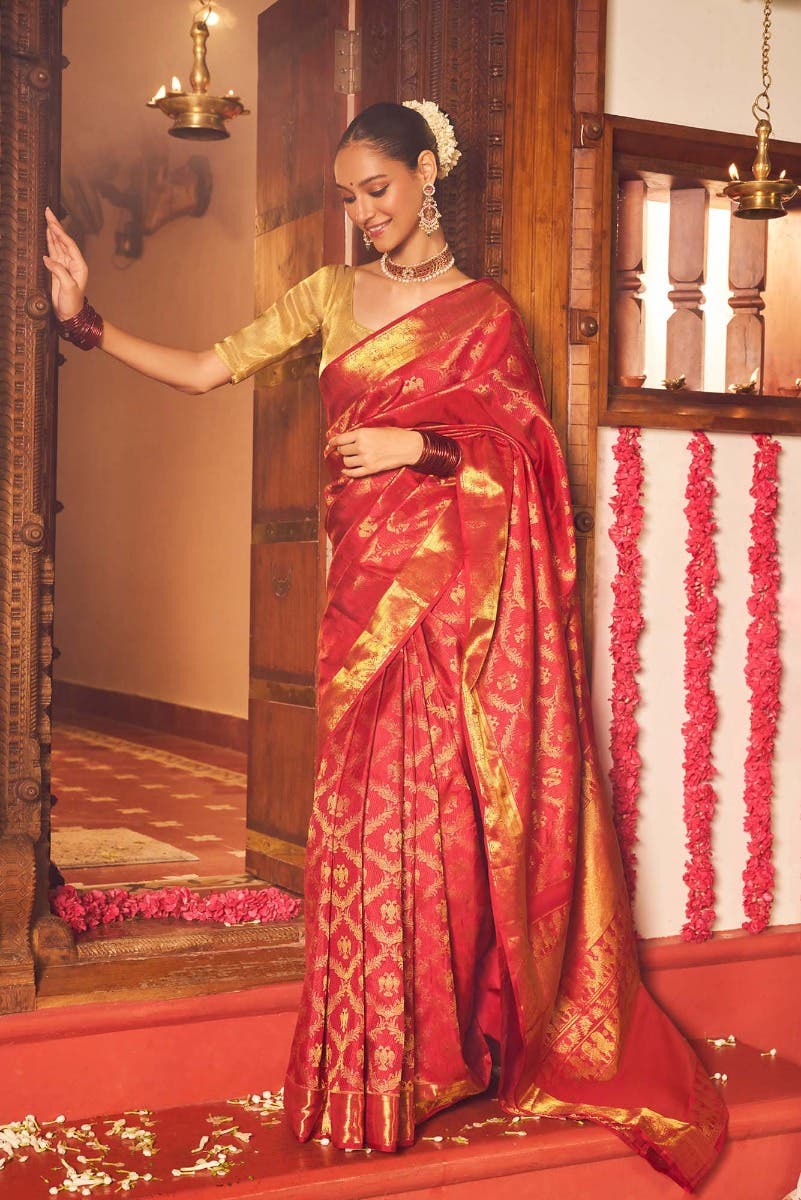 Veeravali-Maroon Kanchipuram Silk Saree