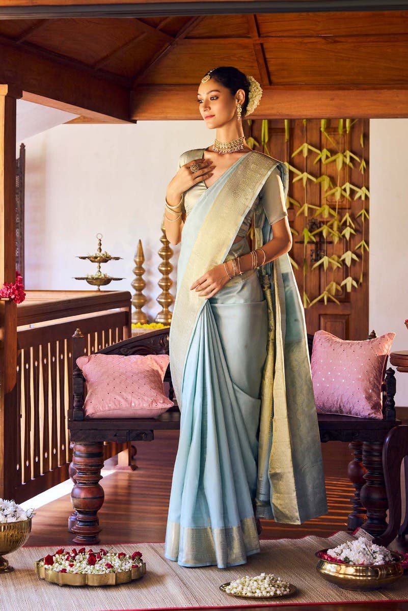 Tarangini-Pastel Blue Kanchipuram Silk Saree