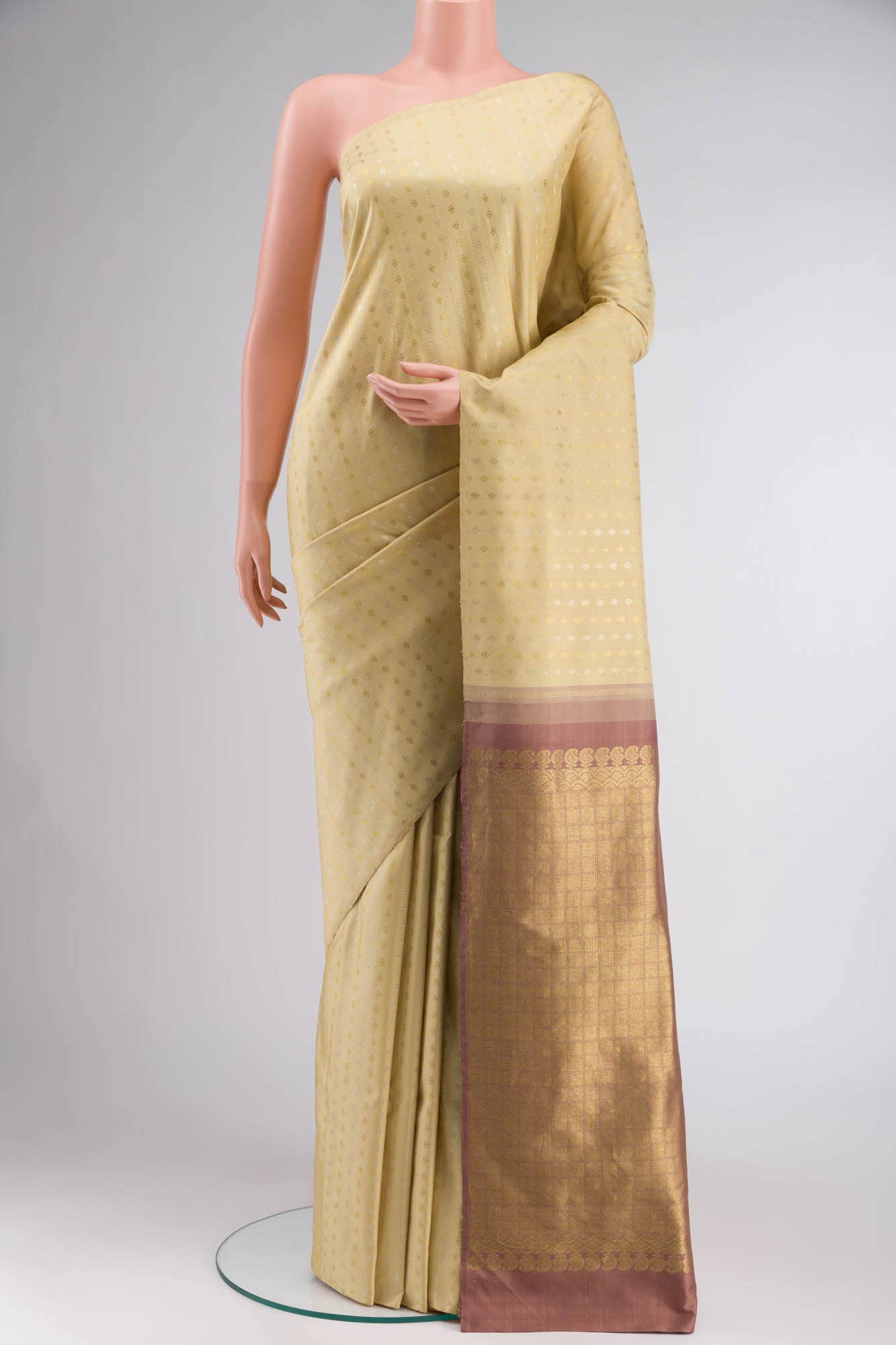 Beige Kanchipuram Silk Saree