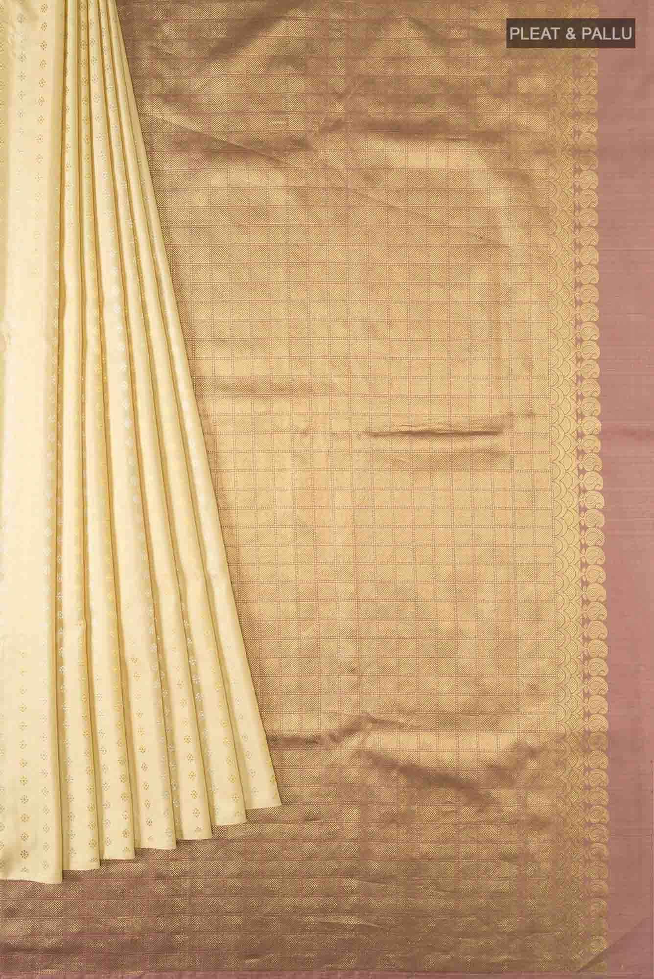 Beige Kanchipuram Silk Saree