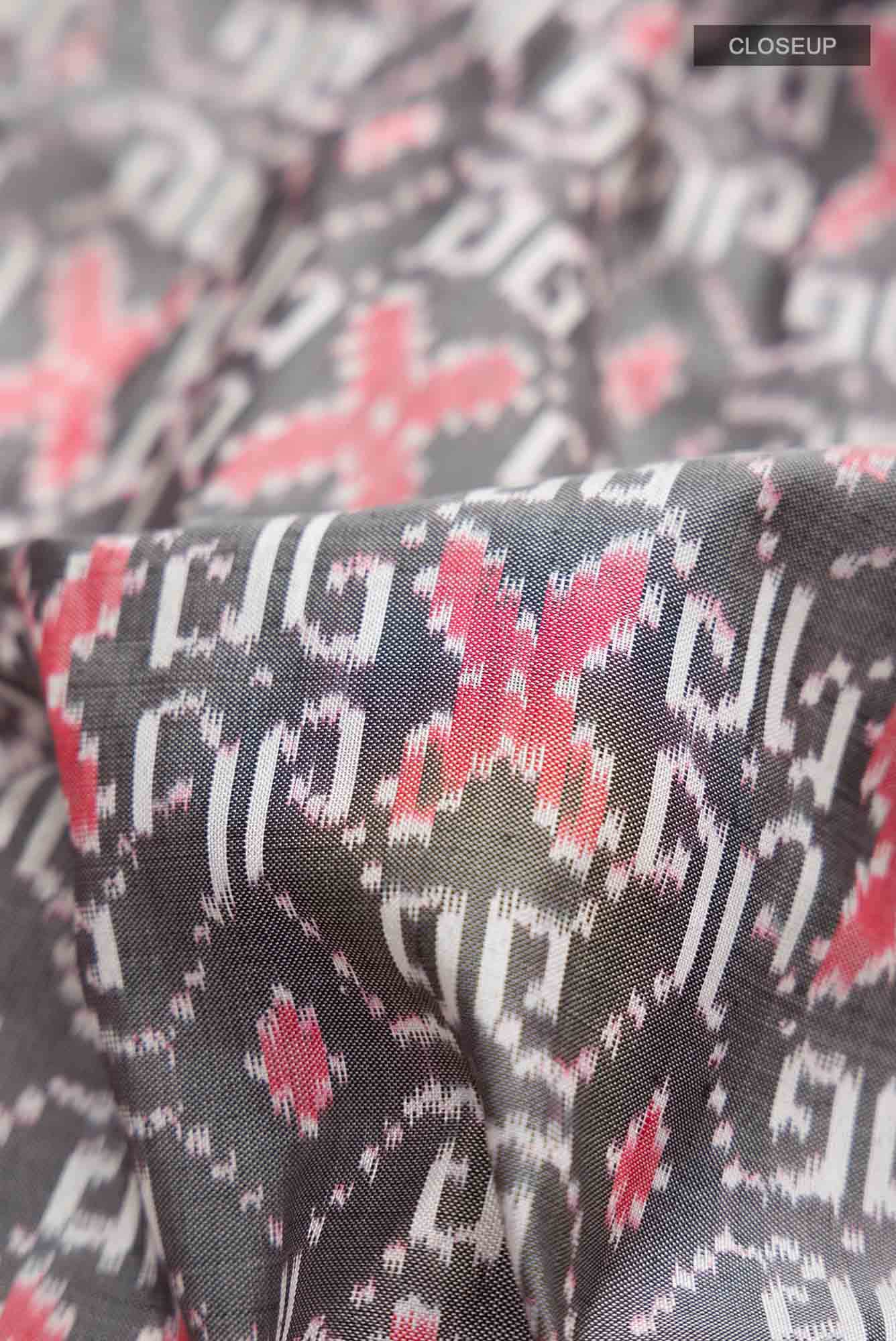 Grey Pochampally Silk Saree